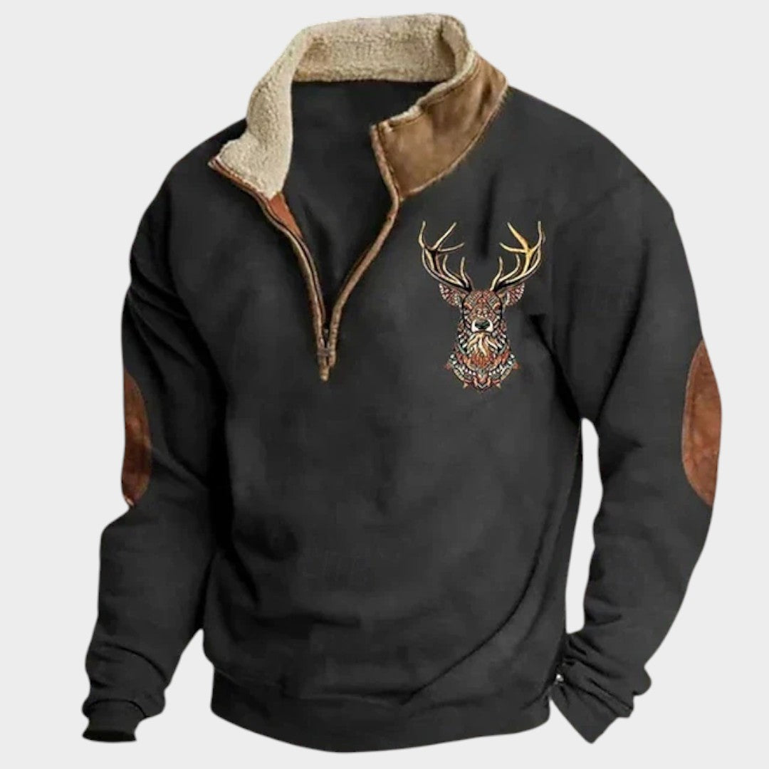 Christos | Sudadera de Invierno con Forro Polar y Diseño de Ciervo